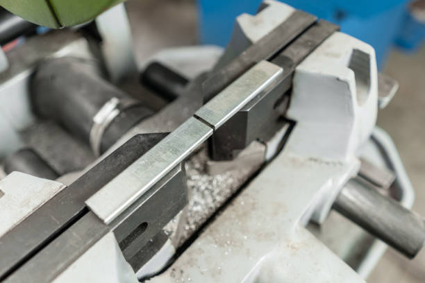 Steel strip being cut to length